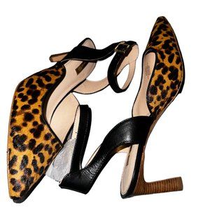 Louise Et Cie Lo-Kayin Calf Leather gounache leopard Print Pointed toe heels 8.5